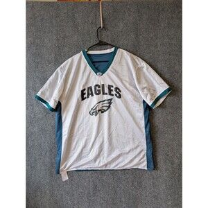 Philadelphia Eagles NFL FLAG Jersey 2XL White Teal Reversible Mesh Y2K Baggy
